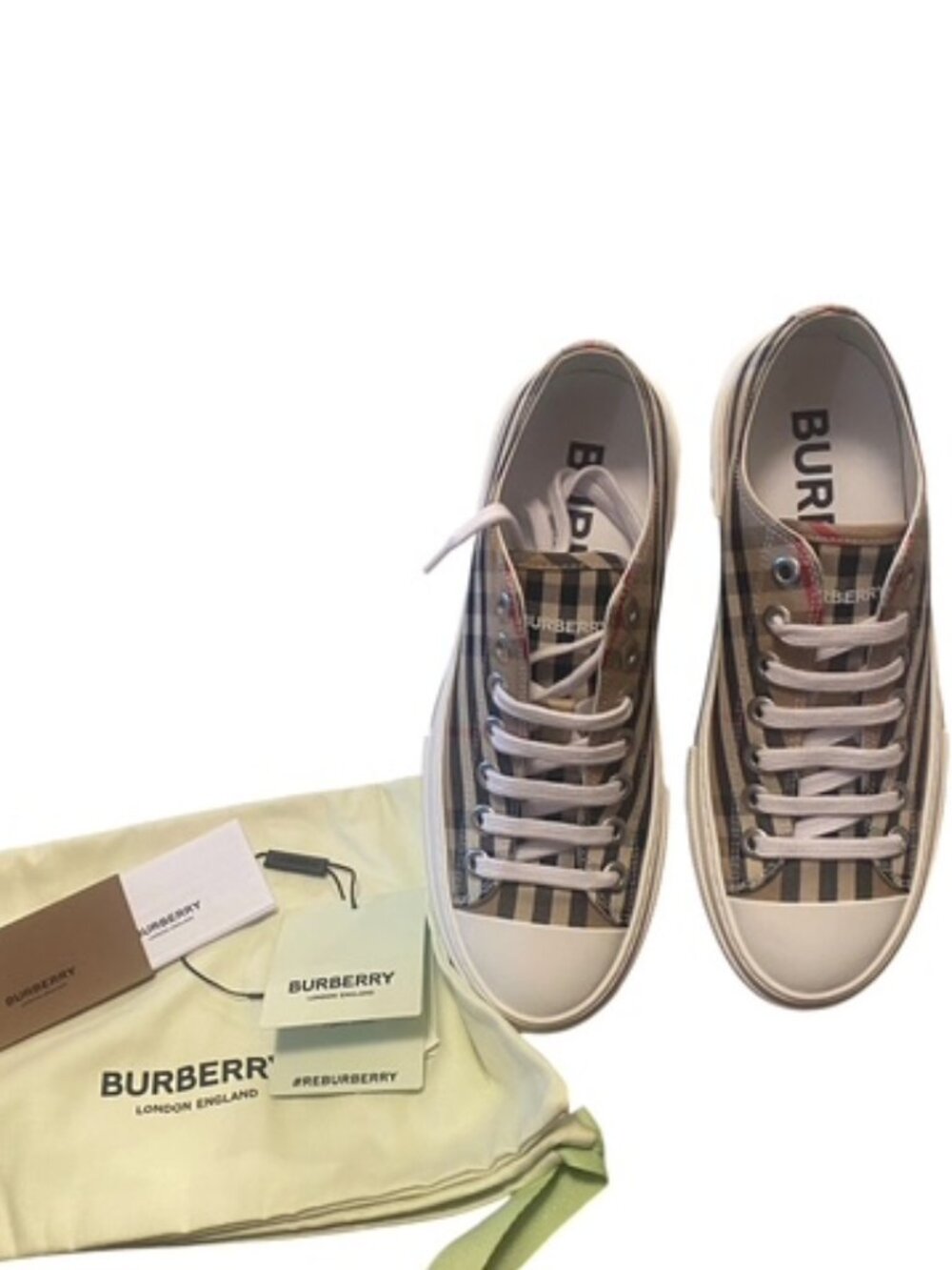 NIB Burberry Jack Vintage Check Low-Top Platform Sneakers Size 38.5